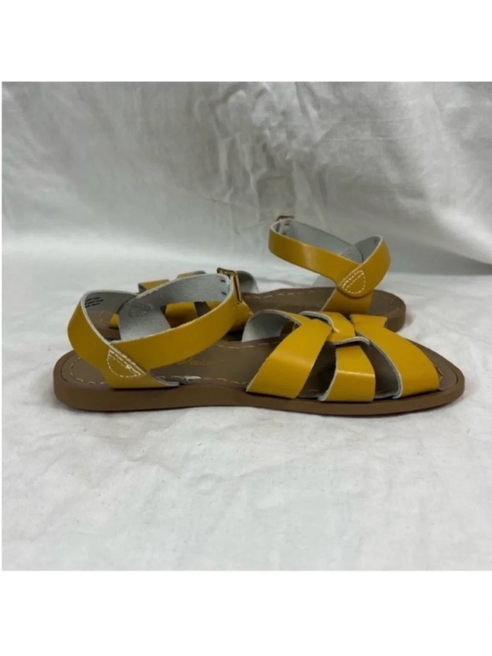 Salt water 100% leather kids strappy mustard yellow sandals NWOB